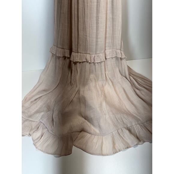 Listicle Textured Woven Halter Maxi Dress Sz Large Tiered Ruffle Festival Boho - Picture 2 of 11